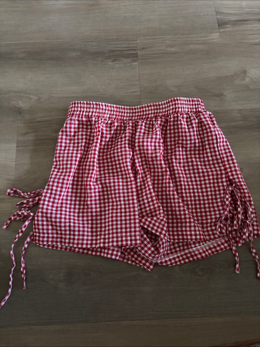 Red Gingham Women's Drawstring Shorts